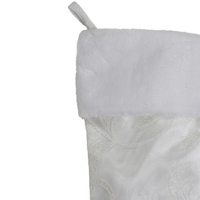20.5-Inch White Glitter Sheer Organza With a Faux Fur Cuff Christmas Stocking