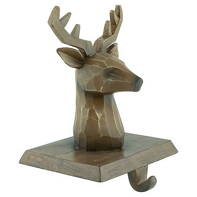 Set of 2 Brown Reindeer Head Christmas Stocking Holders 5.75"