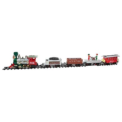 35pc Silver and Red Battery Operated Lighted and Animated Classic Train Set with Sound