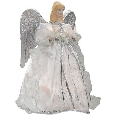 12" Lighted Silver Angel with Wings Christmas Tree Topper - Clear Lights