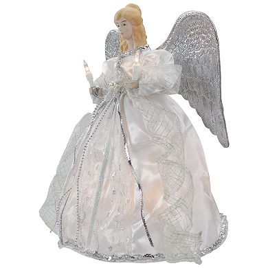 12" Lighted Silver Angel with Wings Christmas Tree Topper - Clear Lights