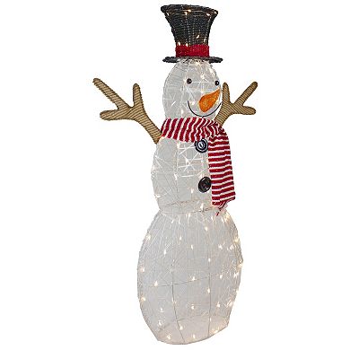 48" LED Lighted Snowman with Top Hat and Red Scarf Outdoor Christmas Decoration