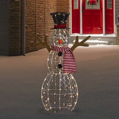 48" LED Lighted Snowman with Top Hat and Red Scarf Outdoor Christmas Decoration