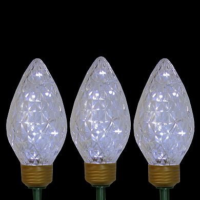 3ct Clear LED Jumbo C9 Bulb Christmas Pathway Marker Lawn Stakes - 3 ft White Wire
