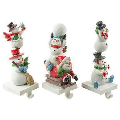 Set of 3 Snowmen Christmas Stocking Holders 9"