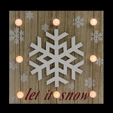 10.25" Pre-Lit Red and White 'Let It Snow' Snowflake Wall Decor