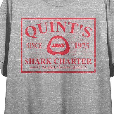 Juniors' Jaws Quints Charter Cropped Graphic Tee