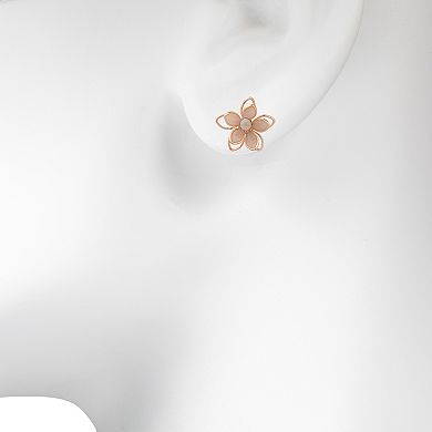 LC Lauren Conrad Rose Gold Tone Crystal Flower Stud Earrings