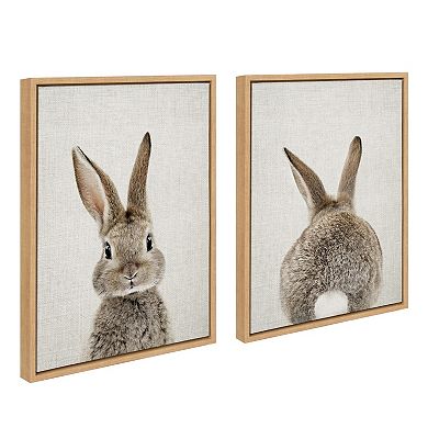 Kate and Laurel Sylvie Bunny Portrait Framed Wall Art 2-piece Set