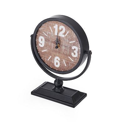 Elements Black Distressed Clock Table Decor