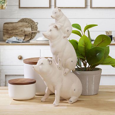 Elements Stacked Pigs Statue Table Decor