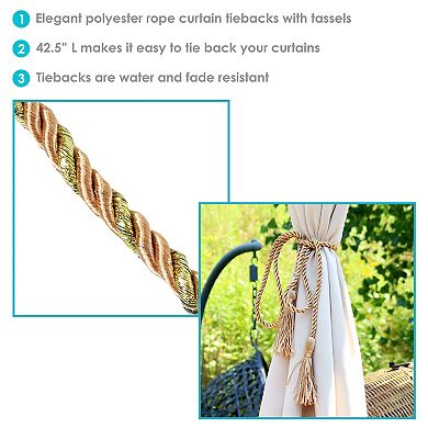 Sunnydaze Set Of 2 Rope Curtain Tiebacks With Tassels