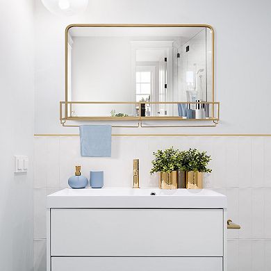 Head West Frame Rectangle Vanity Wall Mirror with Storage