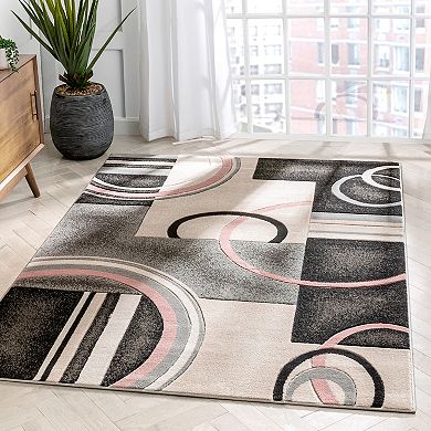 Well Woven Good Vibes Belle Dark Blue Modern Abstract Geometric Area Rug