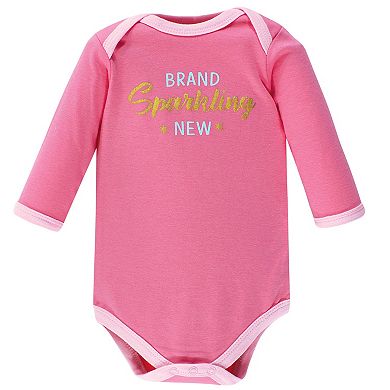 Luvable Friends Baby Girl Cotton Long-Sleeve Bodysuits 5pk, Dreamer, 12-18 Months