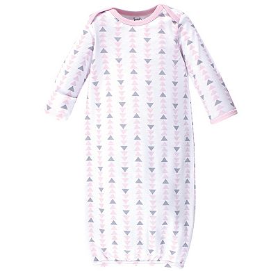 Luvable Friends Baby Girl Cotton Long-Sleeve Gowns 3pk, Girl Feathers, 0-6 Months