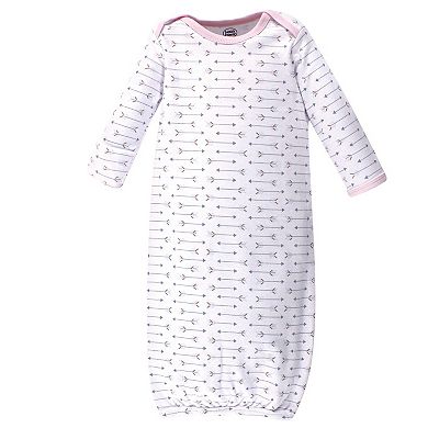 Luvable Friends Baby Girl Cotton Long-Sleeve Gowns 3pk, Girl Feathers, 0-6 Months
