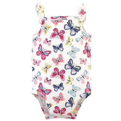 Touched by Nature Baby Girl Organic Cotton Bodysuits 5pk, Bright Butterflies