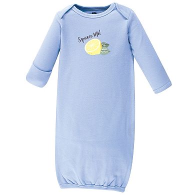 Hudson Baby Infant Girl Cotton Long-Sleeve Gowns 3pk, Lemon, 0-6 Months