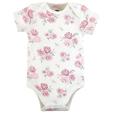 Hudson Baby Infant Girl Cotton Bodysuits, Mom Dad Floral