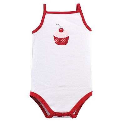 Hudson Baby Infant Girl Cotton Sleeveless Bodysuits 5pk, Cherries