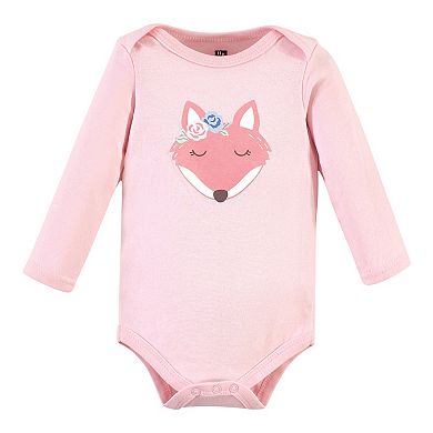 Hudson Baby Infant Girl Cotton Long-Sleeve Bodysuits, Girl Fox