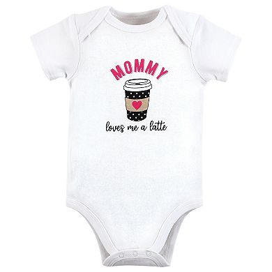 Hudson Baby Infant Girl Cotton Bodysuits, Mommy Latte