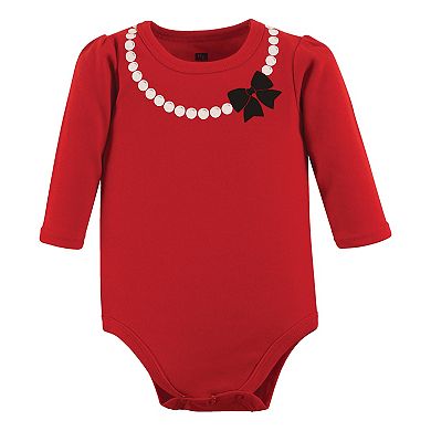 Hudson Baby Infant Girl Cotton Long-sleeve Bodysuits, Scottie Dog