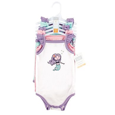 Hudson Baby Infant Girl Cotton Sleeveless Bodysuits 5pk, Mermaid