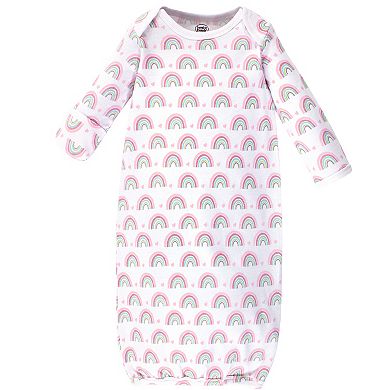 Luvable Friends Baby Girl Cotton Long-Sleeve Gowns 4pk, Rainbow, 0-6 Months