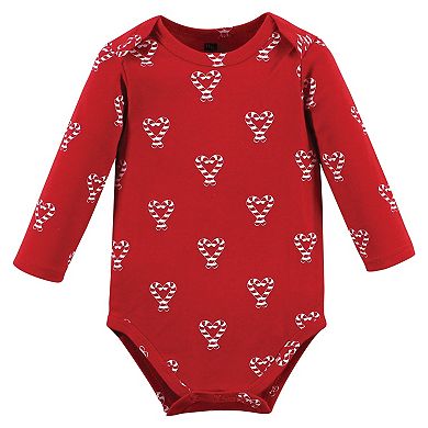 Hudson Baby Infant Girls Cotton Long-Sleeve Bodysuits, Hot Cocoa