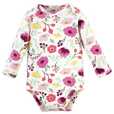 Touched by Nature Baby Girl Organic Cotton Long-Sleeve Bodysuits 5pk, Botanical