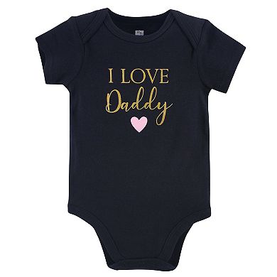 Hudson Baby Infant Girl Cotton Bodysuits 3pk, Girl Daddy