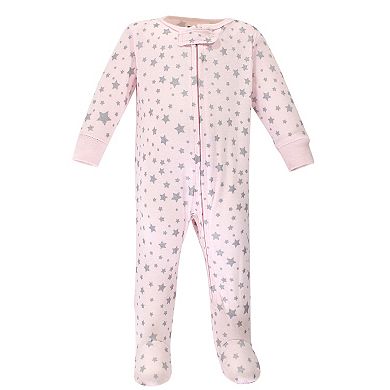 Hudson Baby Infant Girl Cotton Zipper Sleep and Play 3pk, Cloud Pink