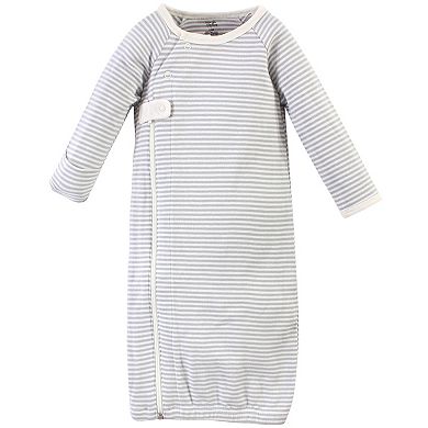 Touched by Nature Baby Girl Organic Cotton Zipper Long-Sleeve Gowns 3pk, Bird Side Zipper