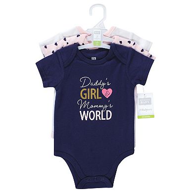 Hudson Baby Infant Girl Cotton Bodysuits, Love At First Sight