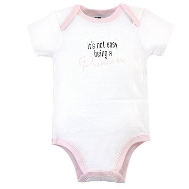 Hudson Baby Infant Girl Cotton Bodysuits 3pk, Pink Princess