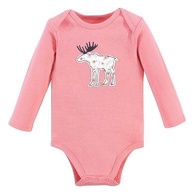 Hudson Baby Infant Girl Cotton Long-Sleeve Bodysuits, Forest Girl