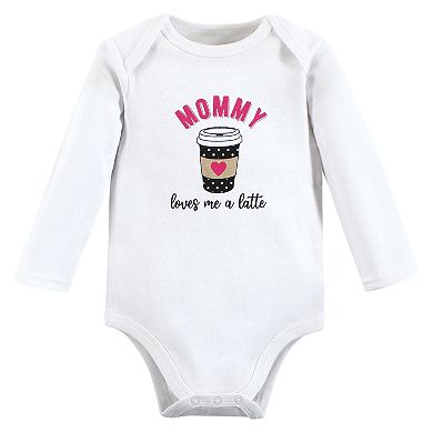 Hudson Baby Infant Girl Cotton Long-Sleeve Bodysuits, Mommy Latte, 12-18 Months