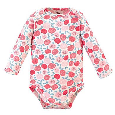 Touched by Nature Baby Girl Organic Cotton Long-Sleeve Bodysuits 5pk, Rosebud