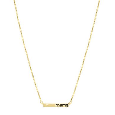 LC Lauren Conrad Gold Tone "Mama" Engraved Bar Necklace & Heart-Shaped Stud Earrings Set