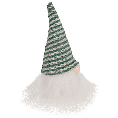 5.5" Green and White Striped Knit Gnome Christmas Figure