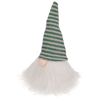 5.5" Green and White Striped Knit Gnome Christmas Figure