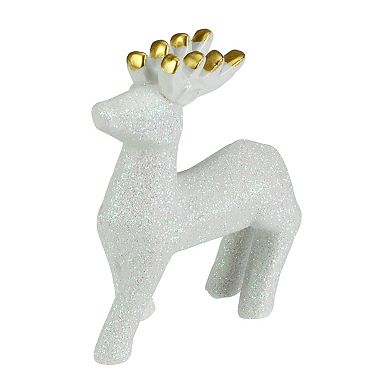 4.25" Glittery White Ceramic Reindeer Christmas Figure