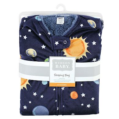 Hudson Baby Infant Boy Mink with Faux Shearling Inner Sleeping Bag, Sack, Blanket, Solar System