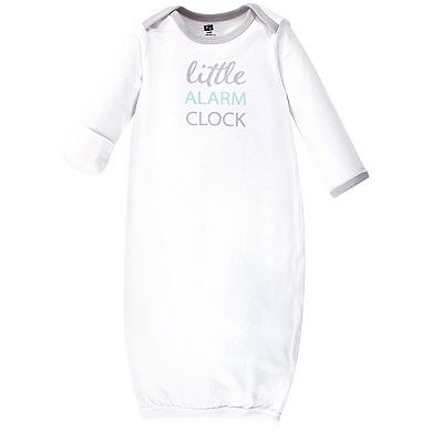 Hudson Baby Infant Boy Cotton Long-Sleeve Gowns 3pk, Alarm Clock