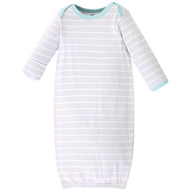 Hudson Baby Infant Boy Cotton Long-Sleeve Gowns 3pk, Alarm Clock