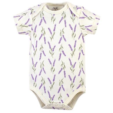 Touched by Nature Baby Girl Organic Cotton Bodysuits 5pk, Lavender