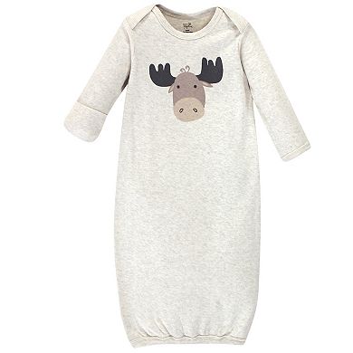 Touched by Nature Baby Boy Organic Cotton Long-Sleeve Gowns 3pk, Tan Moose