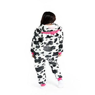 Sleep On It Girls Clouds &amp; Rainbows Zip-up Hooded Sleeper Pajama With Built Up 3d Character Hood